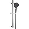 WENKO Set doccia Softwater, asta per doccia in acciaio inox dal design angolare con soffione Softwater per getto finissimo e tubo doccia flessibile idoneo, adatto per riscaldatore di flusso, cromato