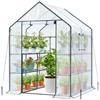 Ohuhu Serra da Giardino 145x145x195 cm con Porta Avvolgibile e Finestra di Osservazione, Mini Serra Orto Vivaio per Piante 12 Ripiani per Fiori Verdure Crescita, Bianco