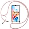 ISOI Cover con Cordino per OPPO A38 4G/OPPO A18 4G, Custodia Trasparente con Collana Tracolla Laccio Collo Ultra Sottile Morbido TPU Silicone Antiurto AntiGraffio Antiscivolo Case, Rosa