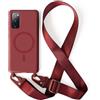 2NSPDRGNI Magnetica Cover con Collana Compatibile con Samsung Galaxy S20 FE,Case con Laccio per Il Collo Custodia con Cordino,Rosso