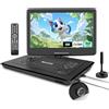 KCR Lettore DVD/TV portatile da 15,6 pollici di KCR per bambini e auto, schermo LED da 15,6 pollici e sintonizzatore TV digitale DVB-T2, batteria ricaricabile, supporto USB/HDMI/AV/Audio e formati multipl