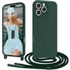Ethanger Magnetica Cover con Cordino per iPhone 16 Pro Max Custodia con Tracolla [Compatibile con Magsafe] Collana in Silicone Liquido Custodia Protettiva Cover per iPhone 16 Pro Max Verde