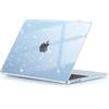 EooCoo Custodia Compatibile con MacBook Air 13.6 Pollici M2 A2681 M3 A3113 M4 A3240 M5 A3449 con Touch ID, 2022 2024 2025 2026 Rilasciato,Plastica Mac 13 Cover Rigide - Scintillante Cristallo Celeste