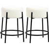 HOMCOM Set di 2 sgabelli da bar con poggiapiedi, altezza 62 cm - acciaio e rivestimento in lana riccia, design industriale - bianco e nero