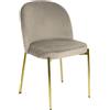 Marvin Sedia in Velluto con Gambe Oro Chiara, Sedie in Metallo Dorato, Poltroncina con Seduta Imbottita per Sala da Pranzo Salotto Soggiorno di Design Moderno (1, Tortora/Oro)