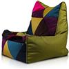 Ecopuf Solid | Pouf a Sacco Patchwork Design | Puff Poltrona Sacco in Microfibra Seduta con Schienale Alto | Pouf Poltrona a Sacco Relax Dim. 75X75 Cm