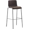 CLP Sgabello Bar Hover in Stoffa I Sgabello Alto Design 4 Gambe in Metallo I Sedia Sgabello Impilabile con Schienale, Colore:Marrone, Colore del Telaio:Nero