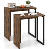 GIANTEX Nesting, set da 2 tavolini da caffè, tavolino industriale in legno e metallo, tavolo da soggiorno per divano, tavolo da caffè nidificato, tavolino da caffè per soggiorno, colore marrone
