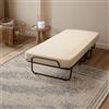 The White Stone Brandina Pieghevole con Materasso 80 x 190 cm in Waterfoam | Lettino Singolo Richiudibile | Dotata di Ruote Girevoli, Doghe Curvate e Pratico Rivestimento Protettivo