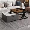 GMBAYUE Tavolini Centrali Impilabili Set di 2, Tavolini Quadrati Vetro, Tavolino Salotto Moderno con Struttura in Metallo per Soggiorno, Camera da Letto, Piccoli Spazi (Color : White slate+brown glas