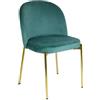 Marvin Sedia in Velluto con Gambe Oro Chiara, Sedie in Metallo Dorato, Poltroncina con Seduta Imbottita per Sala da Pranzo Salotto Soggiorno di Design Moderno (1, Verde Acqua/Oro)