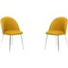 Liberoshopping Sedia poltroncina sala da pranzo o ufficio vintage in velluto con gambe in metallo SET DA 2 Pezzi (Gambe Cromo, Senape Trapuntata)