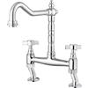 JASSFERRY Classico Ponte Miscelatore Cromato Croce Maniglie Deck Mounted Monoblocco Tradizionale 2 Fori Rubinetto Lavello Della Cucina con Bocca Girevole