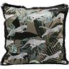 Kare Design Jungle Leafs - Cuscino decorativo con chiusura lampo, motivo leopardato, motivo: giungla, velluto, con frange, 45 x 45 cm (L/B)