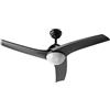 EVVO Ventilatore da soffitto con luce LED e comando silenzioso, Ø132 cm, 3 pale, motore DC 26 W, 6 velocità, timer (modello: V522 finitura nera)