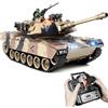 Supdex Carro Armato Telecomandato M1A2, 1:18 RC Tank Militare Desertico con Fumo, Suoni, Luci e Sparo BB, Carro Armato Radiocomandato Realistico, Modello di Carro Armato per Adulti e Bambini 6+