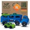 BIOPLAY® Giocattolo XXL Trasportatore di auto in plastica biologica sostenibile | per ragazzi e ragazze | Giocattoli per bambini 18 mesi | Giocattoli di sabbia auto a partire da 1 anno