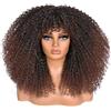Lizzyhair Parrucca afro riccia per donne nere, 18 pollici, fibra sintetica, Glueless, capelli lunghi Kinky ricci, berretto da 22,5 pollici, marrone scuro