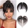 MY-LADY Fringe Clip Real Hair 100% Human Hair con 2 clip, Natural Bangs Extension Front Fringe Hairpiece French Air Bangs for Women(Natural Black)