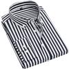 Generic Camicia da uomo a righe con bottoni, a maniche lunghe, vestibilità classica, casual, a righe, elegante camicia da lavoro con linee verticali, leggera e confortevole, camicia a righe da uomo, blu