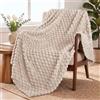 Exclusivo Mezcla Coperta Plaid Pile da Divano, 130x170 cm, Cammello | Coperta in Flanella Jacquard 3D Elegante per Letto, Doppia Faccia Morbida, Facile Manutenzione e Leggera, per l'Estate