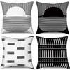 Hnmdmyi Copricuscino Bianco e Nero 40x40 Set di 4, Copricuscino Boho Moderno Modello Geometrico Decorativo Copricuscino in Lino per Divano Letto Giardino Outdoor Home Decor