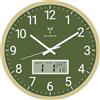 Foxtop Orologio da parete radio digitale e analogico, 30 cm, con display LCD, orologio radio digitale con temperatura, data, giorno della settimana, orologio da cucina silenzioso per soggiorno, cucina