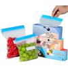 AMSGANK Set di 70 Sacchetti Ermetici per Alimenti, Sacchetti per Congelatore Riutilizzabili Richiudibili Sigillabili con Etichetta Pre-Stampata per Frutta, Verdura, Salva Freschezza (3 Misure)