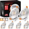 YindaLux Faretto LED da incasso 230V Dimmerabile 5W IP44 Ultrasottile, Foro incasso 68-80 mm, 3000K/4000K/6000K, Orientabile 45°, Faretti da soffitto per Bagno Cucina Nichel, Set da 6
