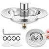 SHFYFHS 1 filtro universale in acciaio inox 304, 3 in 1, tappo di scarico pop-up, filtro per lavello in acciaio inox, per valvole di scarico nei lavelli da cucina (76-81 mm).