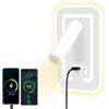 HUIZHOU Lampada da Lettura da Parete LED 3W+9W con Porta USB, Luce Calda 3000K, Faretto Rotante Orientabile, Applique da Comodino per Camera da Letto, Corridoio, Scale e Ufficio (Rettangolo Bianco)