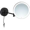 Libaro Specchio cosmetico a LED, con ingrandimento 7x, montaggio a parete, funzione dimmer, con cavo (Nero)