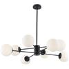 KCO Lighting Lampadario Moderno a Sospensione in Vetro Nero a 8 Luci con Globi di Vetro Bianco, Lampadario a Sfera Sputnik Nero Bianco con Sfere di Vetri per Cucina, Soggiorno, Camera da Letto