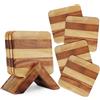 Ajuny Sottobicchieri in Legno Fatti a Mano Set da 4 con Supporto 10x10 cm | Protezione per Tavoli e Superfici, porta Bicchieri Decorativo Ideale per Casa, Cucina, Ufficio e Tavolino