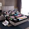 Loussiesd Set di lenzuola per bambine con unicorno kawaii carino arcobaleno unicorno lenzuola geometrico nero cartone animato set da letto per bambini bambini Galaxy stelle magico unicorno decorazione animale