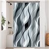 Uiiooazy Tenda Doccia Antimuffa, Tenda Doccia 120x180cm Grigio Righe Sfumata Blu Nebbia Banda Gradiente Tende da Bagno Tessuto Lavabile Impermeabile Poliestere Tende per Vasca da Bagno con 8 Anelli