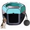 Floving Recinzione portatile per cani pieghevole per animali domestici, recinto per gatti, incinte, chiuso, per allevamento di cani, con borsa per il trasporto (M, blu menta)