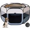 Floving Recinzione portatile per cani pieghevole per animali domestici, recinto per gatti, incinte, chiuso, per allevamento di cani, con borsa per il trasporto (XL, grigio)