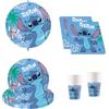 Procos - Stoviglie per feste Disney Stitch, decorazione per compleanno da 37 pezzi, include 8 piatti di carta, 8 bicchieri di carta, 20 tovaglioli e un palloncino di carta stagnola