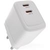 EMOS - Caricatore USB-C PD 35W - Doppio alimentatore con tecnologia GaN - Adattatore Euro 2X USB/C - Spina di ricarica da 35W PowerDelivery per smartphone, iPhone, tablet - 5-20V, max. 3A - Bianco
