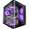 Mars Gaming MC-CURV, Case Gaming ATX, Triplo Vetro Temperato Curvo Continuo Frontale e Laterale, Struttura a Doppia Camera, Semitorre PC Compatta con Grande Capacità Interna, USB-C e USB 3.0, Nero