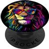 Un leone divertente per gli amanti dei l Leone con Occhiali da Sole Criniera di Leone Amore di Leone PopSockets PopGrip Adesivo
