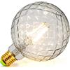 TIANFAN - Lampadina LED Edison, sfera grande effetto cristallo, G125, 4 W, 220/240 V, E27, vintage, a filamento, lampadina decorativa, 400 lm, colore caldo effetto anticato Trasparente