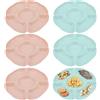 MOUYAT Confezione da 6 vassoi a scomparti, piatti da portata in plastica riutilizzabili per feste, vassoio snack rotondo a 5 sezioni per antipasti, noci, frutta, dessert, 24,5 cm