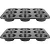 SYUTBOU 2 Stampo da Forno, 30 cm, rotonde con rivestimento antiaderente, per hamburger Buns in metallo, per 9 panini, teglia da forno per torte, hamburger, pane, puffs, muffin