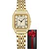 CIVO Orologio Donna Acciaio Analogico: Orologi da Polso Numeri Romani Quadrato Piccolo - Oro/Argento Orologio Quarzo Impermeabile - Regalo Classico per Donna e Ragazze