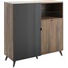 Composad | Madia della Linea INFINITO con 2 ante e 1 Vano, Base Multiuso, Mobile Contenitore, (LxAxP) 120,4x121,1x42,9 cm, Grigio Titanio Laccato e Noce Brera, Made in Italy