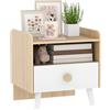 AIYAPLAY Comodino con Cassetto per Bambini 3-10 Anni dal Design Minimal, Comodino per Camera da Letto in MDF e Legno di Pino, 40x32.5x40 cm, Bianco e Legno Naturale