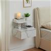 [en.casa] Comodino da Parete con Cassetto e Ripiani Portaoggetti Mensola da Muro 40x35x31 cm Mobiletto Sospeso per Camera da Letto Ingresso - Effetto Marmo Bianco