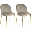 Marvin Sedia in Velluto con Gambe Oro Chiara, Sedie in Metallo Dorato, Poltroncina con Seduta Imbottita per Sala da Pranzo Salotto Soggiorno di Design Moderno (2, Tortora/Oro)
